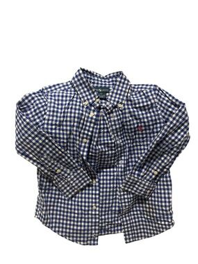 Ralph Lauren Blue and White Gingham Button-Down Shirt for Kids